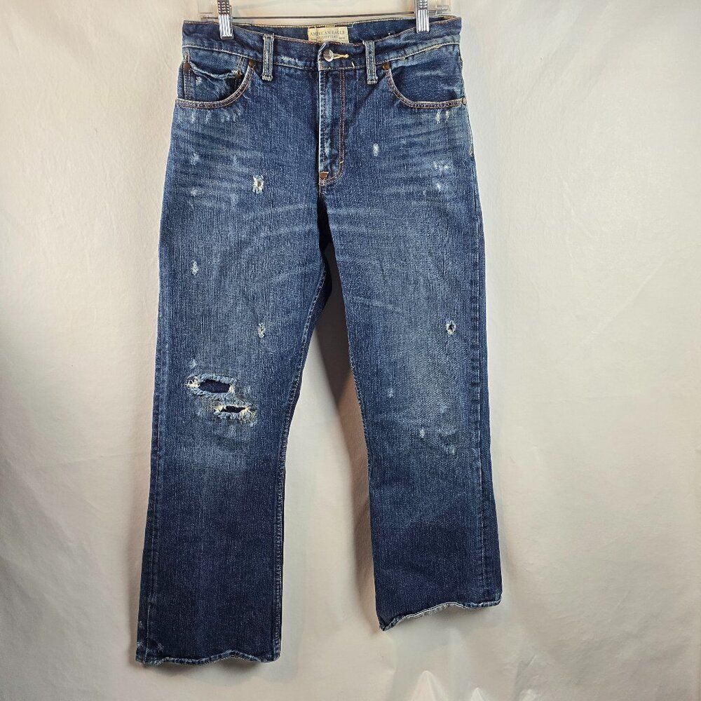 American Eagle Jeans Mens 30x30 Blue Bootcut Distressed 100% Cotton Denim Y2k